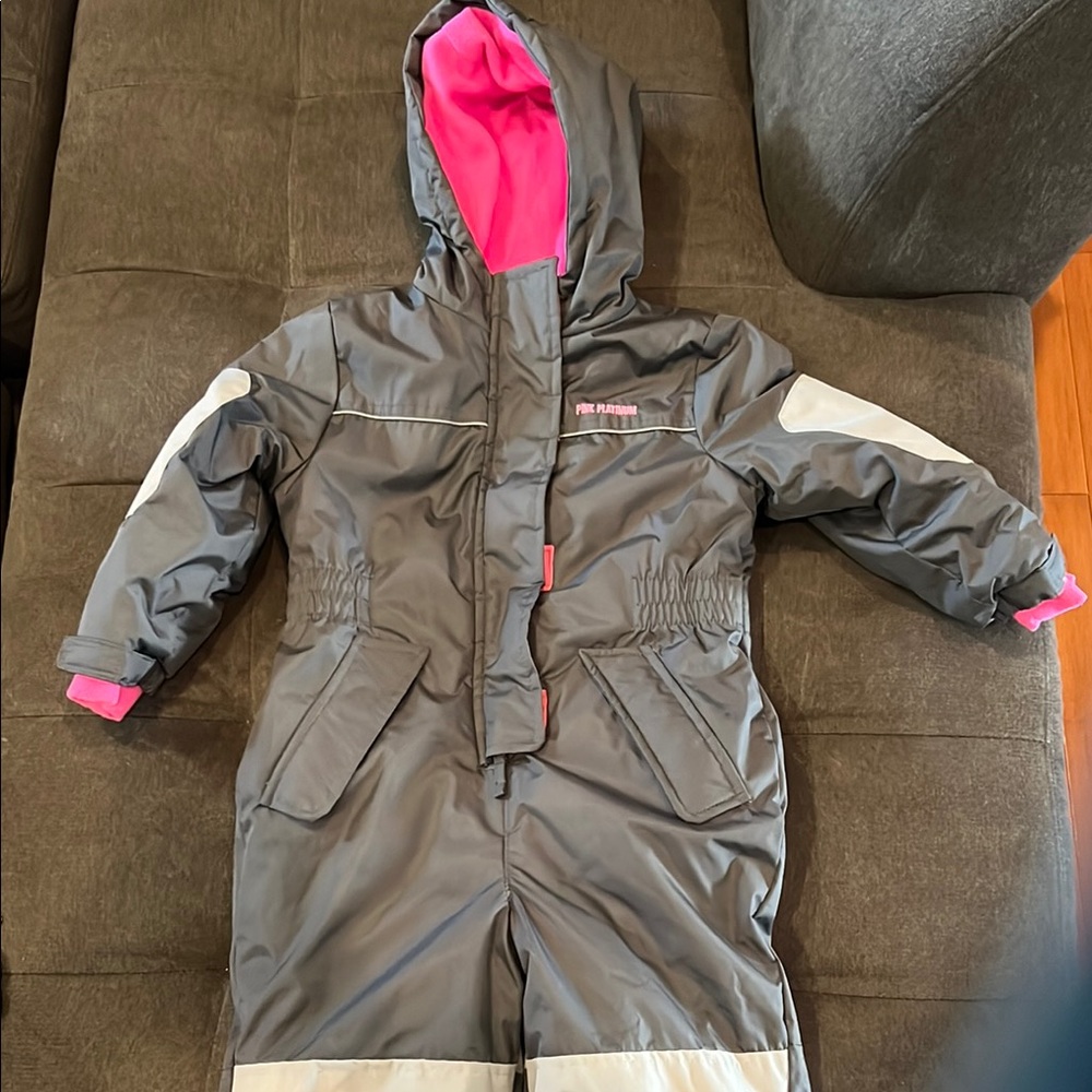 Pink Platinum Gray and Pink Raincoat with Hood